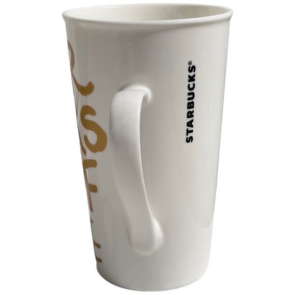 Starbucks Mug 16 oz White With Gold Starbucks Coffee Lettering - No Chips/Cracks - Picture 11 of 15
